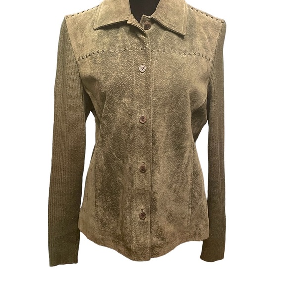 Live a Little suede jacket with sweater sleeves, size small - Picture 1 of 8